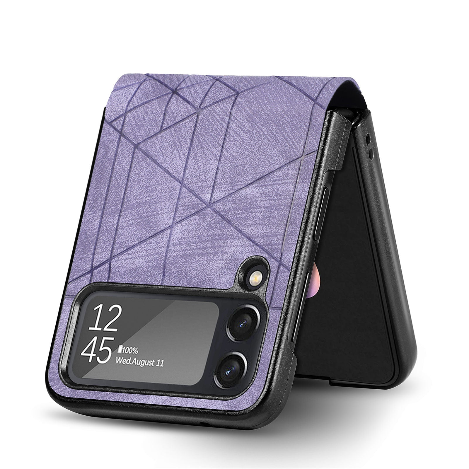 For Samsung Galaxy Z Flip4 5G Geometry Imprinted Phone Case PU Leather Coated PC Cover For Samsung Galaxy Z Flip4 5G Geometry Imprinted Phone Case PU Leather Coated PC Cover